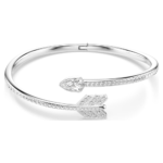 Idyllia bangle, Mixed cuts, Arrow, White, Rhodium plated