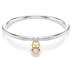 Idyllia bangle, Mixed cuts, Heart, Pink, Mixed metal finish