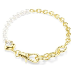 Idyllia bracelet Crystal pearl, White, 18K gold finish