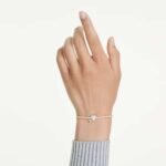 Idyllia bracelet Mixed cuts, Heart with arrow, White, 18K gold finish - Image 2