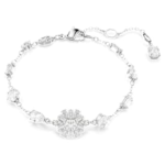 Idyllia bracelet Mixed cuts, Snowflake, White, Rhodium plated