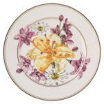 Idyllia bread plate Porcelain, Crystal print motif, bouquet, Multicoloured