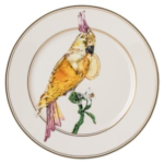 Idyllia bread plate Porcelain, Crystal print motif, cockatoo, Multicoloured