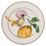 Idyllia bread plate Porcelain, Crystal print motif, flycatcher, Multicoloured