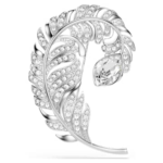 Idyllia brooch Mixed cuts, Feather, Rhodium plated