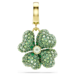 Idyllia charm Clover, Green, 18K gold finish