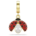 Idyllia charm Mixed cuts, Ladybird, Red, 18K gold finish