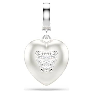 idyllia-charm-mixed-cuts-pearl-coloured-coating-heart-white-rhodium-plated-swarovski-5742960 Idyllia charm Mixed cuts, Pearl-coloured coating, Heart, White, Rhodium plated - Image 1