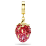Idyllia charm Mixed cuts, Strawberry, Red, 18K gold finish