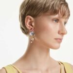 Idyllia clip earrings Mixed cuts, Multicoloured, 18K gold finish - Image 2