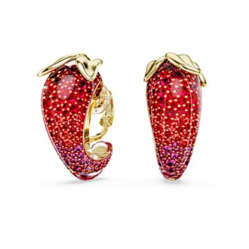 idyllia-clip-earrings-red-18k-gold-finish-swarovski-5751416 Idyllia clip earrings Red, 18K gold finish - Image 1