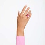 Idyllia cocktail ring Flower, Pink, 18K gold finish - Image 2