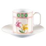 Idyllia coffee cup with saucer Porcelain, Crystal print motif, flower, Multicoloured