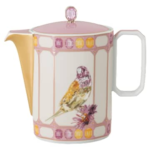 Idyllia coffee pot Porcelain, Crystal print motif, Bird, Multicoloured