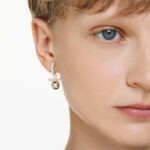 Idyllia drop earrings, Crystal pearl, Mixed cuts, Bee, Multicoloured, 18K gold finish - Image 2
