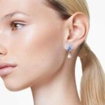 Idyllia drop earrings Crystal pearl, Shell, Blue, Rhodium plated - Image 2