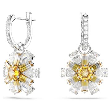 idyllia-drop-earrings-flower-yellow-rhodium-plated-swarovski-5683243 Idyllia drop earrings Flower, Yellow, Rhodium plated - Image 1