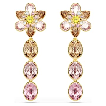 idyllia-drop-earrings-mixed-cuts-flower-multicoloured-18k-gold-finish-swarovski-5732381 Idyllia drop earrings Mixed cuts, Flower, Multicoloured, 18K gold finish - Image 1