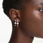 Idyllia drop earrings Mixed cuts, Heart with arrow, White, Rhodium plated - Image 2