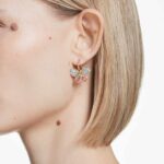 Idyllia drop earrings, Mixed cuts, Pavé, Butterfly, Multicoloured, 18K gold finish - Image 2