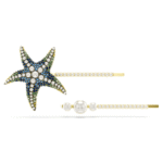 Idyllia hair pin Set (2), Crystal pearls, Starfish, Multicoloured, Gold-tone plated