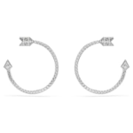Idyllia hoop earrings Mixed cuts, Arrow, White, Rhodium plated