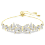 Idyllia Lilia bracelet Butterfly, White, 18K gold finish