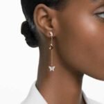 Idyllia Lilia drop earrings Butterfly, Long, White, 18K rose gold finish - Image 2