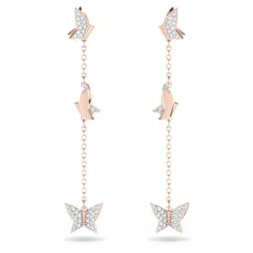 idyllia-lilia-drop-earrings-butterfly-long-white-18k-rose-gold-finish-swarovski-5636426 Idyllia Lilia drop earrings Butterfly, Long, White, 18K rose gold finish - Image 1