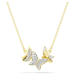 Idyllia Lilia necklace Butterfly, White, 18K gold finish