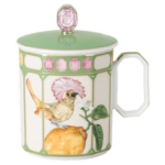 Idyllia mug Porcelain, Crystal print motif, flycatcher, Green