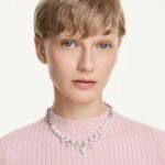 Idyllia necklace Crystal pearl, Mixed cuts, White, Rhodium plated - Image 2