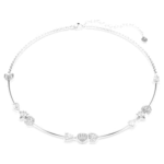 Idyllia necklace Heart with arrow, White, Rhodium plated