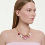 Idyllia necklace Mixed cuts, Heart, key, Multicoloured, 18K gold finish - Image 2