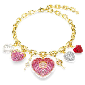 idyllia-necklace-mixed-cuts-heart-key-multicoloured-18k-gold-finish-swarovski-5742956 Idyllia necklace Mixed cuts, Heart, key, Multicoloured, 18K gold finish - Image 1