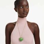 Idyllia pendant Mixed cuts, Apple, Green, 18K gold finish - Image 2