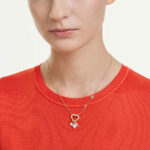 Idyllia pendant, Mixed cuts, Heart, key, Pink, 18K gold finish - Image 2