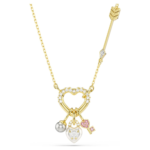Idyllia pendant, Mixed cuts, Heart, key, Pink, 18K gold finish