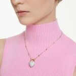 Idyllia pendant Mixed cuts, Heart, White, 18K gold finish - Image 2