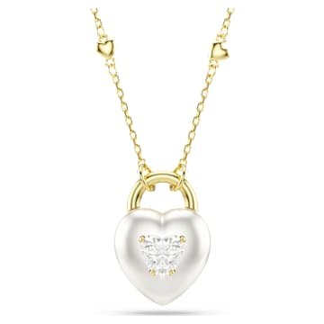 idyllia-pendant-mixed-cuts-heart-white-18k-gold-finish-swarovski-5744127 Idyllia pendant Mixed cuts, Heart, White, 18K gold finish - Image 1