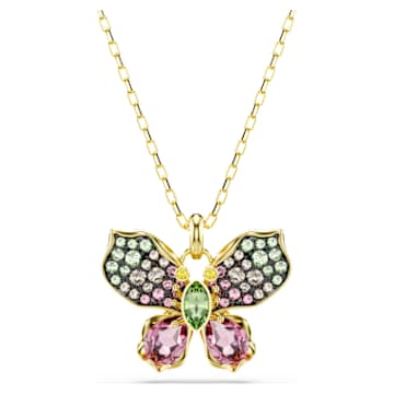 idyllia-pendant-mixed-cuts-pave-butterfly-multicoloured-18k-gold-finish-swarovski-5709950 Idyllia pendant Mixed cuts, Pavé, Butterfly, Multicoloured, 18K gold finish - Image 1