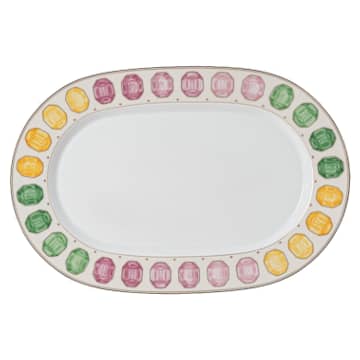 Idyllia platter Porcelain, Crystal print motif, gemstone, Large, Multicoloured
