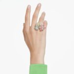 Idyllia ring Mixed cuts, Flower, Multicoloured, 18K gold finish - Image 2