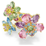 Idyllia ring Mixed cuts, Flower, Multicoloured, 18K gold finish