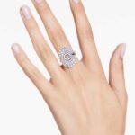 Idyllia ring Set (3), Mixed cuts, Shell, White, Rhodium plated - Image 2