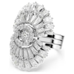 Idyllia ring Set (3), Mixed cuts, Shell, White, Rhodium plated
