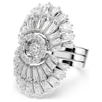 idyllia-ring-set-3-mixed-cuts-shell-white-rhodium-plated-swarovski-5680289 Idyllia ring Set (3), Mixed cuts, Shell, White, Rhodium plated - Image 1