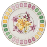 Idyllia service plate Porcelain, Crystal print motif, bouquet, Multicoloured