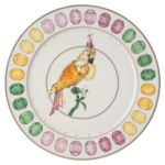 Idyllia service plate Porcelain, Crystal print motif, cockatoo, Multicoloured