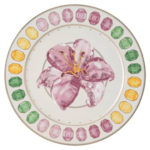 Idyllia service plate Porcelain, Crystal print motif, lily, Multicoloured